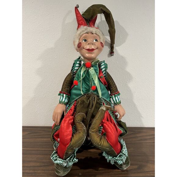 Katherine's Collection Wayne Kleski Christmas Jester Elf Doll 36” Red Green Rare